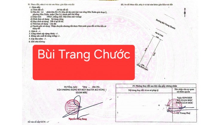 Bán đất đường 10,5m Bùi Trang Chước - KĐT Hòa Xuân